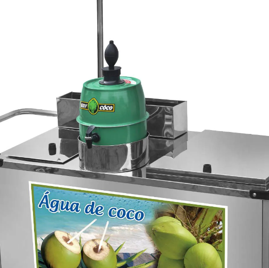 Carrinho de Água de Coco Cefaz Inox Rodas Pneumáticas e Toldo L22P/T