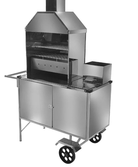 Carrinho de Churrasco Cefaz Luxo Inox Rodas Maciças L03M