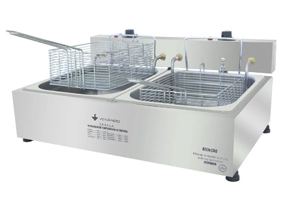 Fritadeira Profissional Elétrica 2 Cubas 5 Litros Cada Venâncio Sfe212