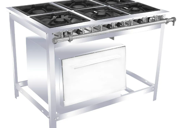 Fogão Industrial Venâncio 6 Bocas 3 Duplas a Gás Baixa Pressão Inox com Forno EI6D3F